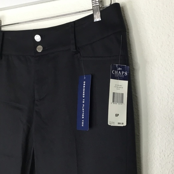 NWT PETITE Chaps Black Slimming Slacks - Picture 2 of 5